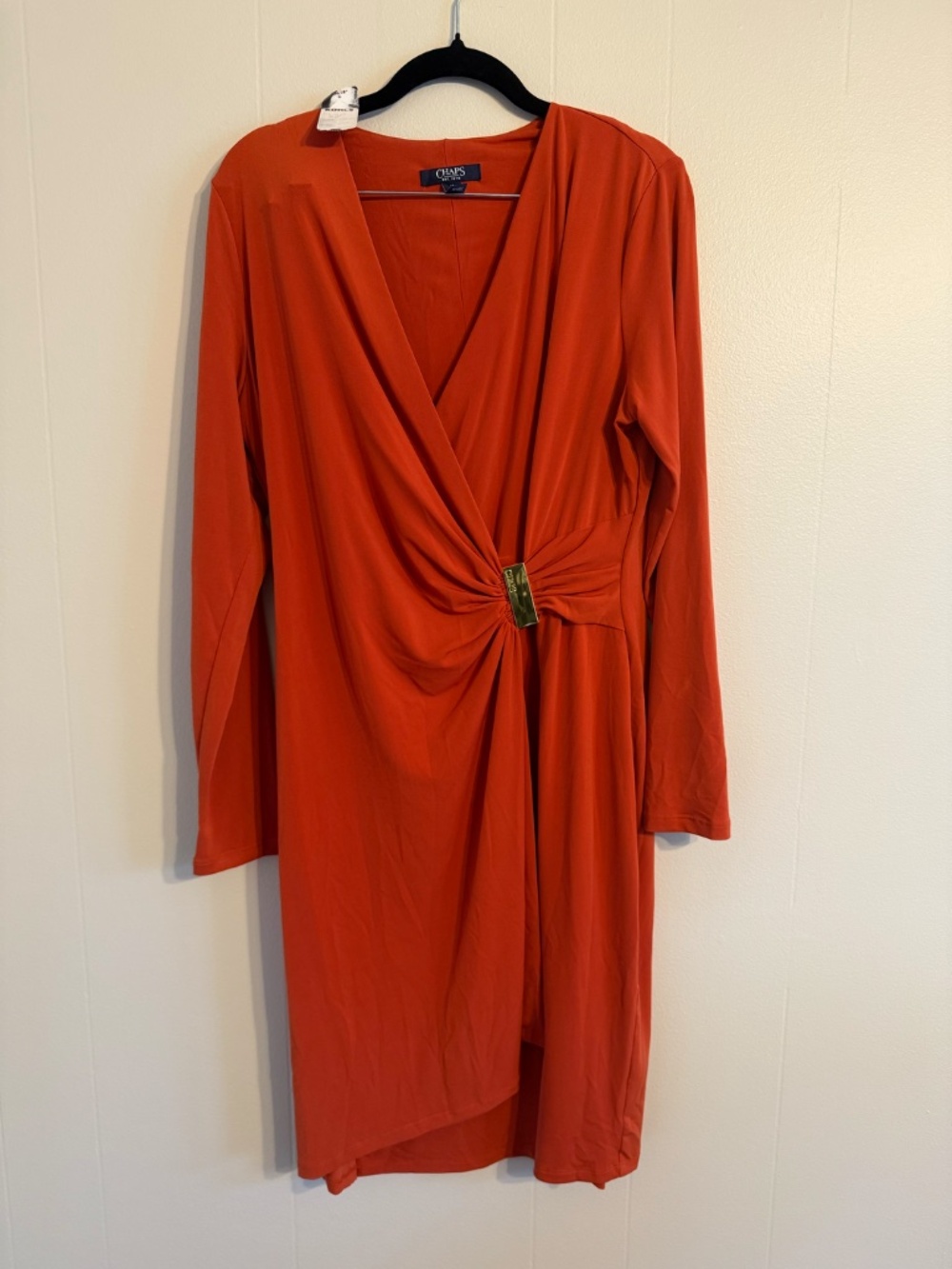 Women's Chaps Faux Wrap Dress with Gold Detail Size 12